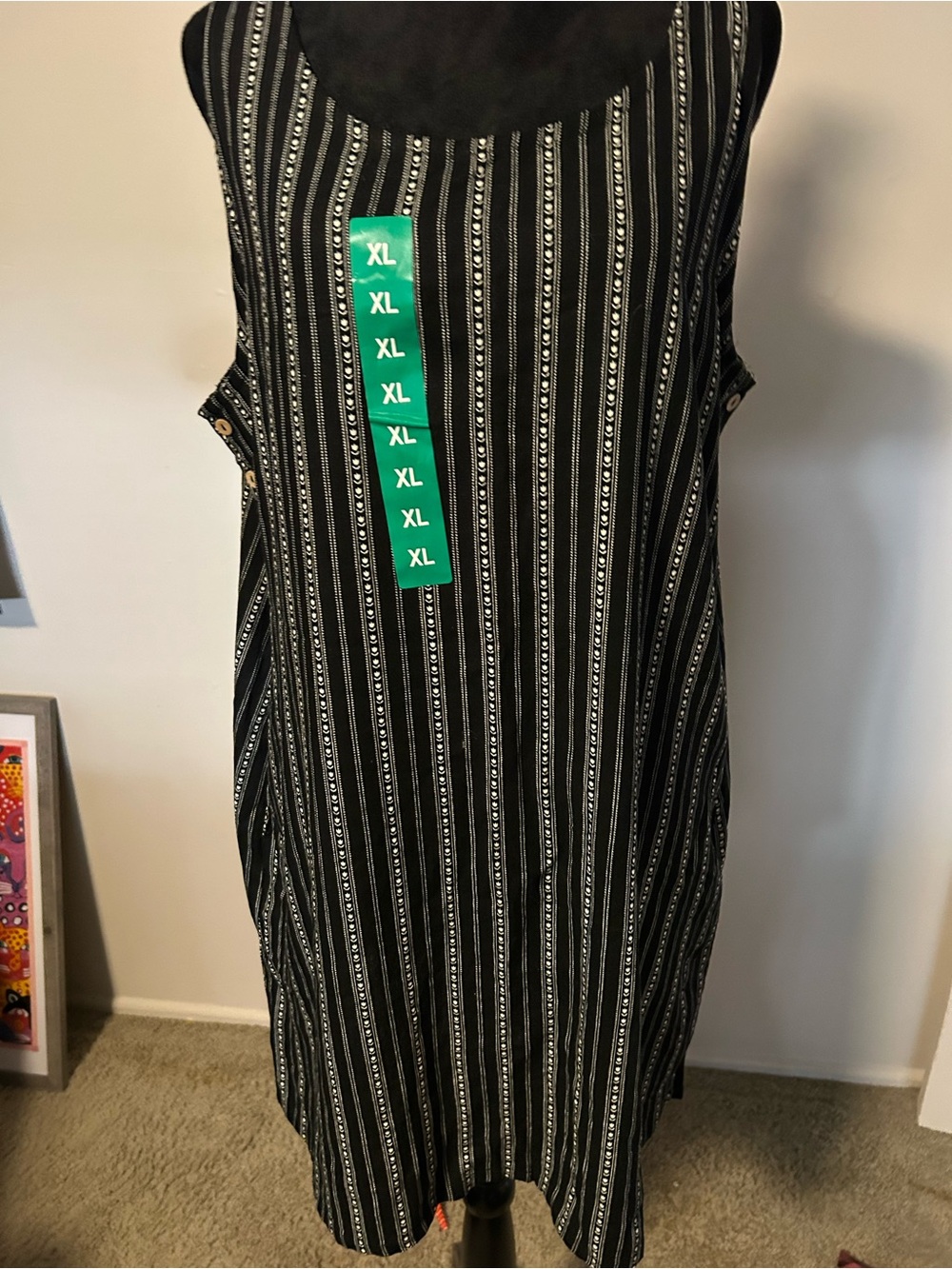 Quiksilver Black & White Vertical Stripe Midi Dress